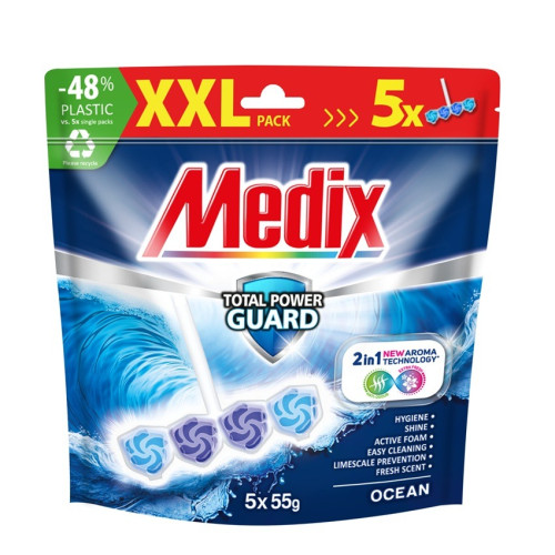 Medix WC Blocks total power guard Твърдо тоалетно блокче, океан 55 г х 5 бр Комплект