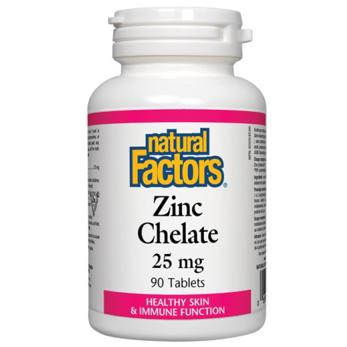 Natural Factors Zinc Chelate – ключов минерал за нормалното състояние на организма 25 мг х 90 таблетки