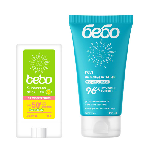 Бебо Гел за след слънце 150 мл + Слънцезащитен минерален стик SPF50+ 15 г