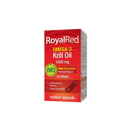 Webber Naturals Royal Red Omega-3 Krill Oil Омега-3 Крил масло 1000 мг x30 софтгел капсули 