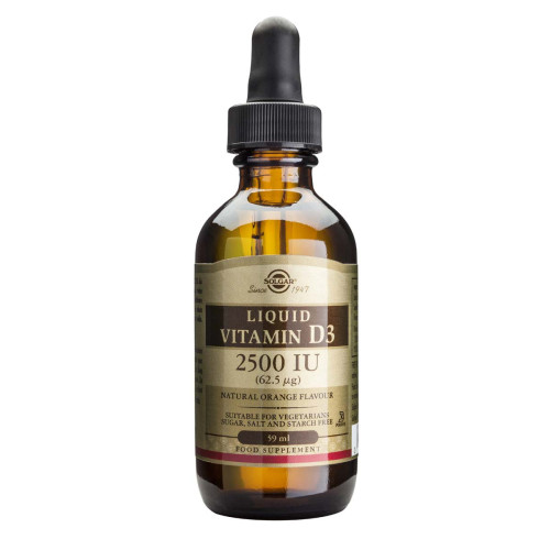Solgar Vitamin D3 Liquid Витамин D3 течен за здрави кости и имунитет 2500IU 59 мл