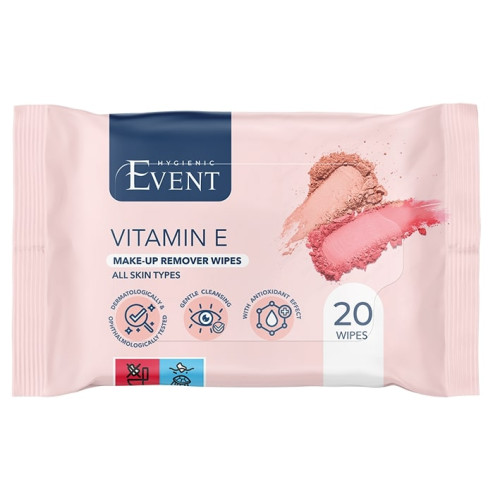 Event Make-up Почистващи мокри кърпи за грим за нормална до комбинирана кожа с витамин E 20 бр