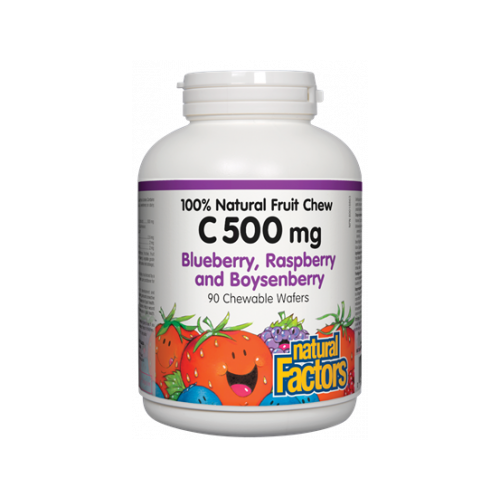 Natural Factors 100 % Natural Fruit Chew C 500 mg горски плодове 500 мг х 90 дъвчащи таблетки