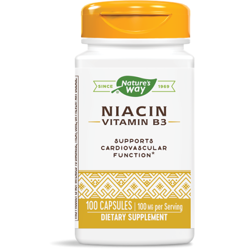 Nature's Way Niacin Витамин B3 при високи нива на холестерола и триглицеридите 100 мг х100 капсули