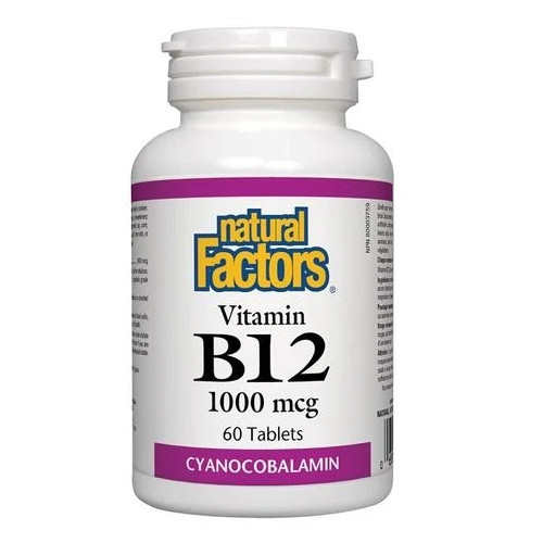 Natural Factors Vitamin B12 Цианкобаламин 1000 мкг х60 таблетки