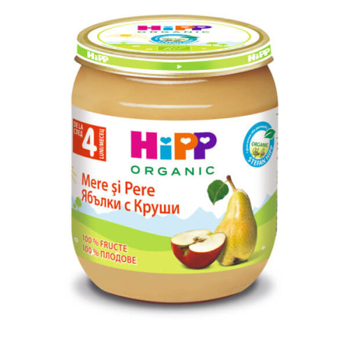 Hipp Био пюре ябълки и круши 4М+ 125 г
