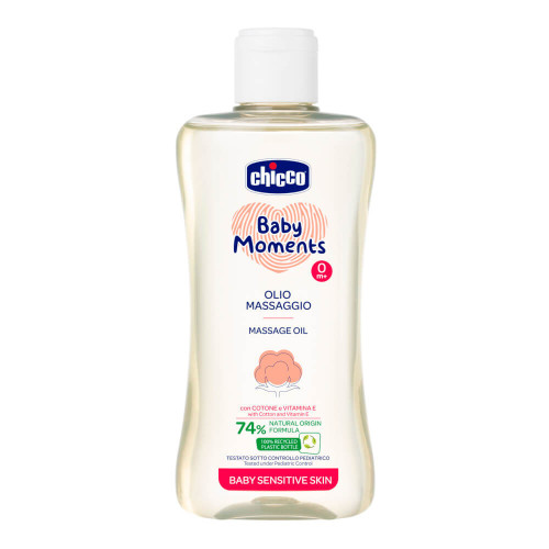 Chicco Baby Moments Sensitive Масажно бебешко олио за тяло 200 мл