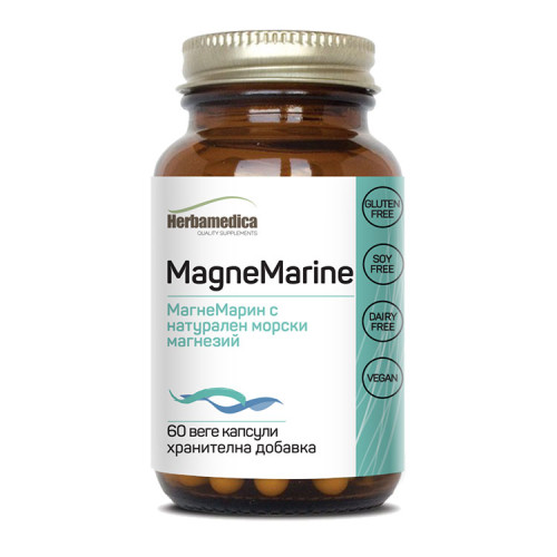 Herbamedica Magne Marine Натурален морски магнезий за нервната система и мускулите 350 мг х60 капсули