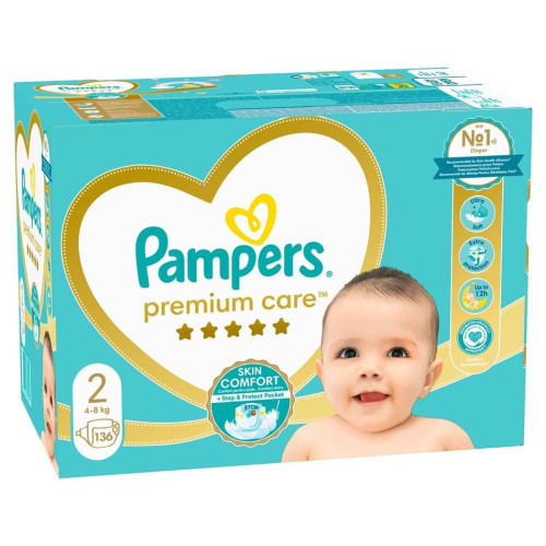 Пелени Pampers Premium Care MB размер 2 Mini 4-8 кг х 136 бр