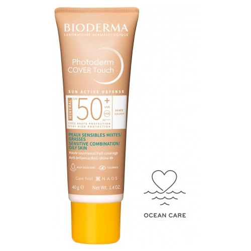 Bioderma Photoderm Cover Touch Минерален слънцезащитен тониран крем за комбинирана, мазна и акнеична кожа SPF50+ Златист нюанс 40 мл