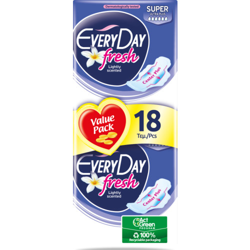 Everyday Fresh Super Ultra Plus Дамски превръзки с крилца 18 бр