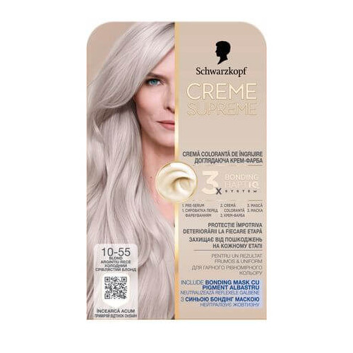 Schwarzkopf Creme Supreme Боя за коса 10-55 Хладно сребърно сиво 182 мл