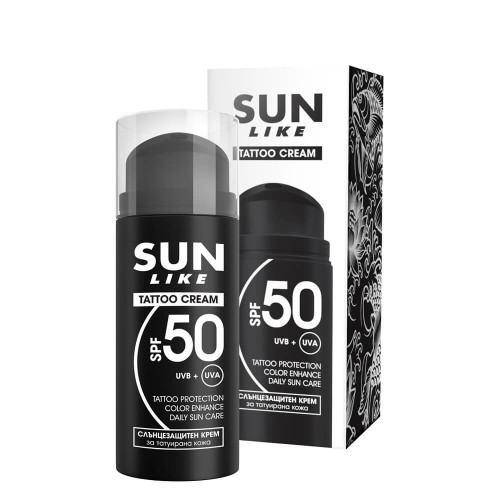 Sun Like Слънцезащитен крем за тяло за кожа с татуировки SPF50 100 мл