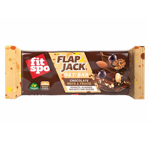 FITSPO Flapjack Nuts and Chocolate Енергиен бар Ядки и шоколад 90 гр