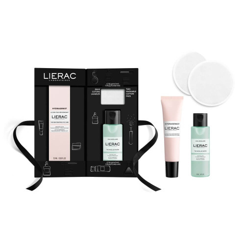 Lierac Cleanser Мицеларна вода 50 мл + Lierac Hydragenist Рехидратиращ Околоочен гел 15 мл + 2 бр памучни тампони Комплект