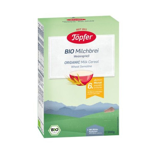 Topfer Bio Млечна био каша с пшеничен грис 6M+ 200 гр 