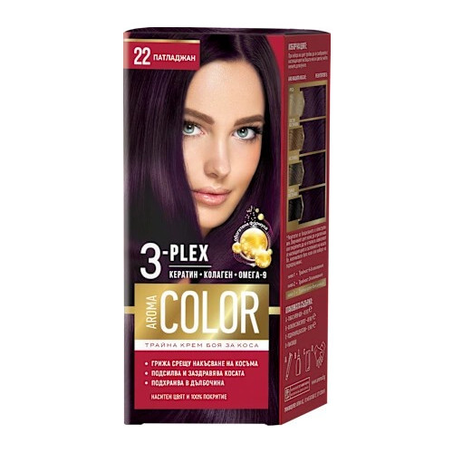Color 3-Plex Трайна крем боя за коса Цвят №22 Патладжан 