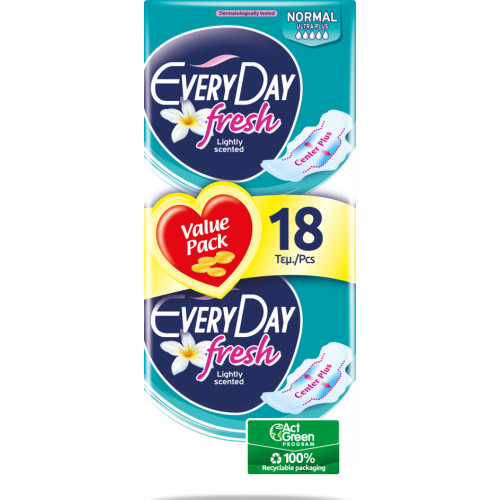 Everyday Fresh Normal Ultra Plus Дамски превръзки с крилца 18 бр
