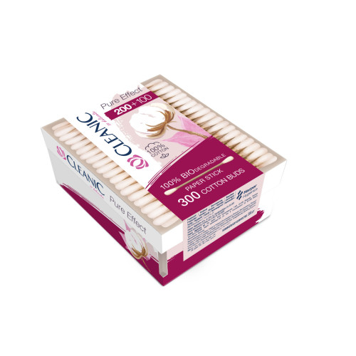 Cleanic Pure Effect Биоразградими клечки за уши х 300 броя, правоъгълна кутия