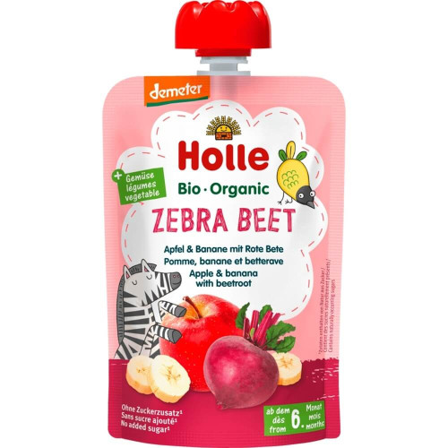 Holle Био пауч ябълка, банан и цвекло 6М+ 100 гр
