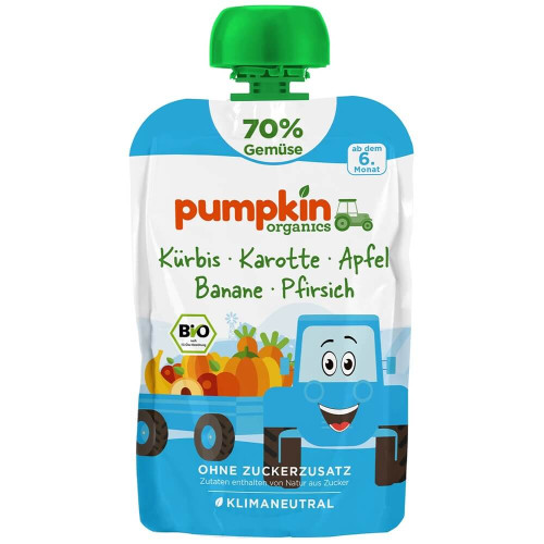 Био пюре пауч тиква, морков, ябълка и банан Pumpkin Organics  6М+ 100 гр
