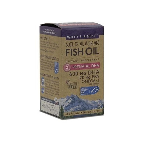 Wiley's Finest Рибено масло Омега-3 DHA за бременни 600 мг х 60 капсули