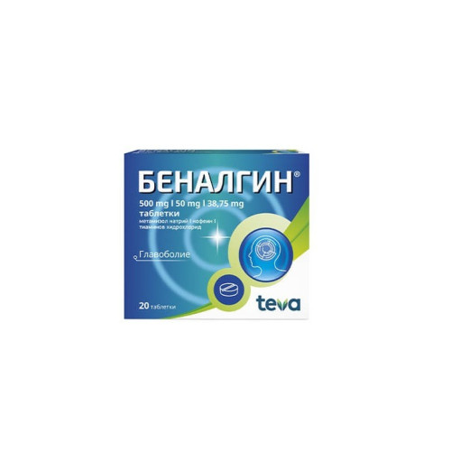 Беналгин при главоболие 500 мг х 20 таблетки Teva