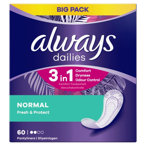 Always Dailies Normal Fresh and Protect Ежедневни превръзки x60 бр