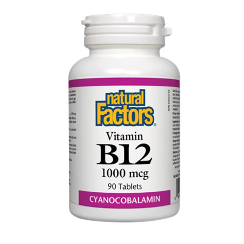 Natural Factors Vitamin B12 Цианокобаламин 1000 мкг х90 таблетки