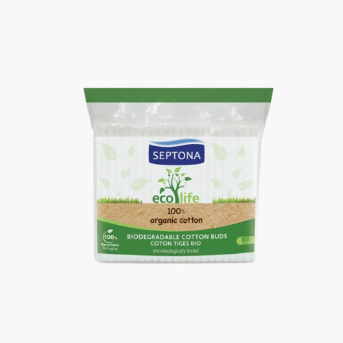 Septona Ecolife Биоразградими клечки за уши 100% органичен памук 100 бр пакет