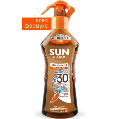 Sun Like Слънцезащитно сухо спрей олио за тяло за бърз загар SPF30 200 мл