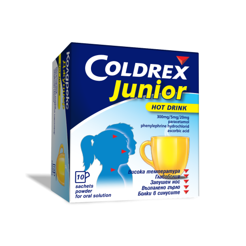 Coldrex Junior Hot Drink Колдрекс при настинка и грип за деца х10 сашета Perrigo