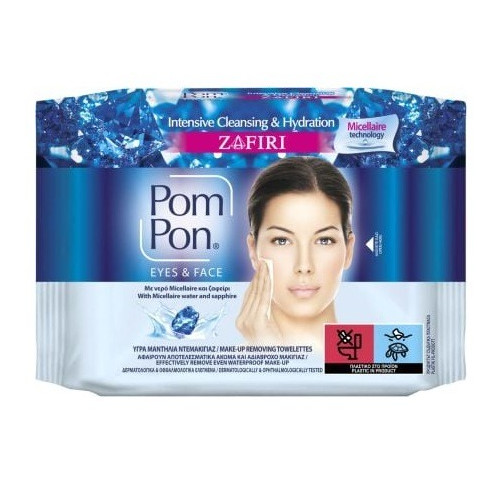 Pom Pon Eyes & Face Почистващи мокри кърпи за грим с мицеларна вода 20 бр
