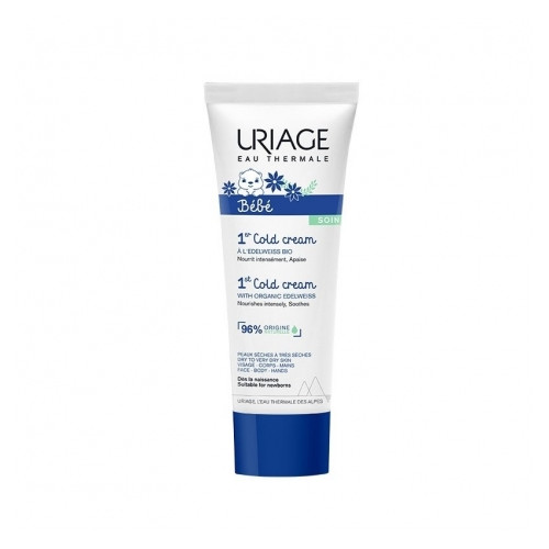 Uriage Bebe 1er Cold Cream Интензивно подхранващ бебешки крем за лице и тяло с органичен еделвайс 75 мл