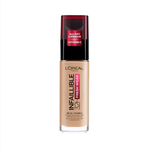 L’Oreal Infallible 32H Fresh Wear Дълготраен фон дьо тен със слънцезащитен фактор SPF25 125 Naturel Rose 30 мл