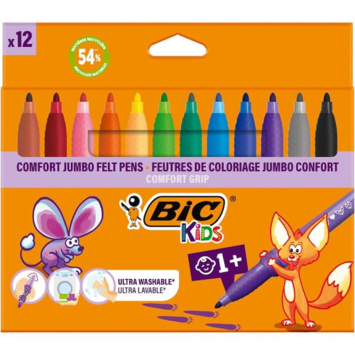 BIC Kids Флумастери Jumbo 1Г+ 12 цвята