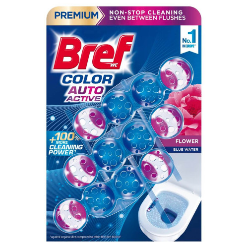 Bref WC Premium Color Aktiv Ароматизатор за тоалетна Flower 3 х 50 г