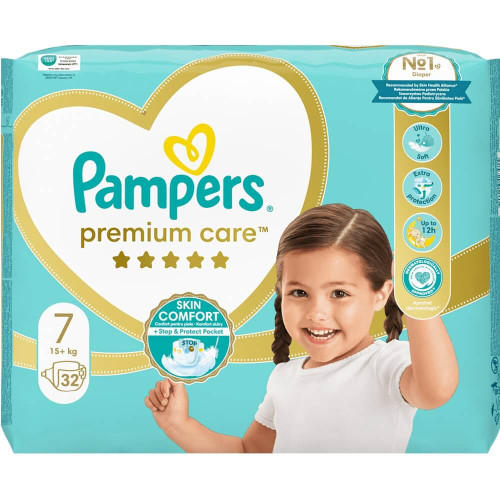 Пелени Pampers Premium Care Размер 7, 15 кг+  32 бр