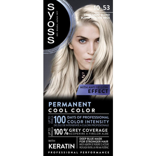 Syoss Permanent Cool Color Дълготрайна боя за коса 10_53 Хладно Светло Рус