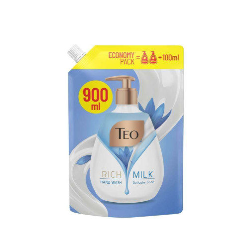 Teo Milk Rich Delicate Care Хидратиращ течен сапун с глицерин - пълнител 900 мл