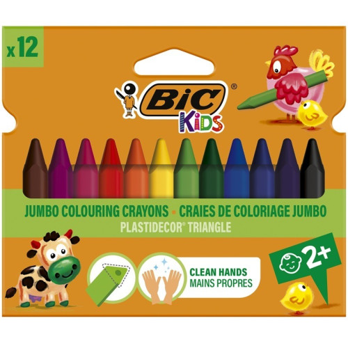 BIC Kids Plastidecor Цветни пастели 30М+ 12 цвята Комплект