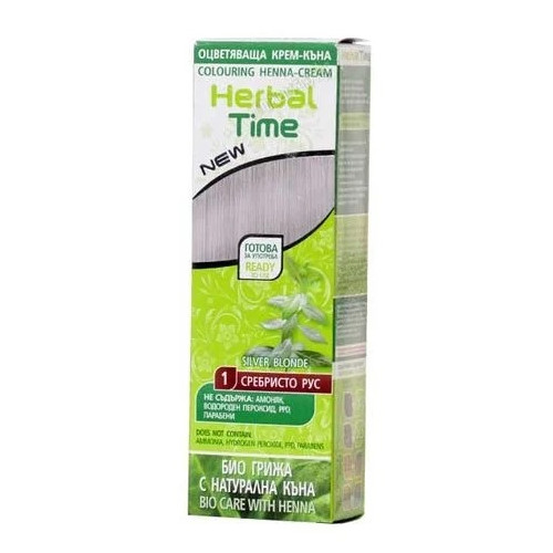 Herbal Time Оцветяваща крем-къна за коса Цвят 01 Сребристо рус 75 мл