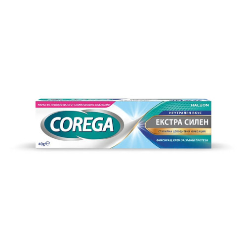 Corega Екстра силен Неутрален вкус Фиксиращ крем за зъбни протези 40 гр