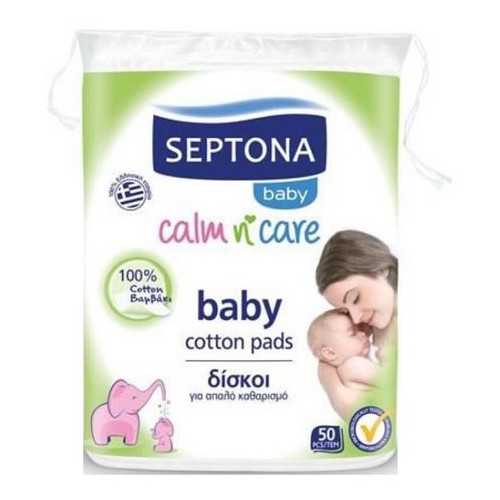 Septona Baby Calm n' Care Памучни тампони за почистване на бебешка кожа 50 бр