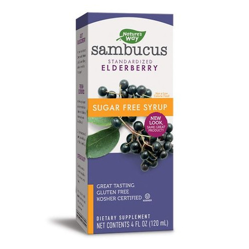 Nature's Way Sambucus Sugar Free Syrup Сироп с черен бъз при грип и настинка без захар 120 мл