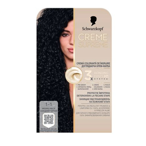 Schwarzkopf Creme Supreme Боя за коса 1-1 Хладно черно 182 мл