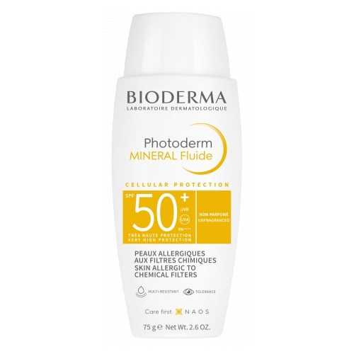 Bioderma Photoderm Mineral Слънцезащитен минерален флуид за чувствителна и алергична кожа SPF50+ 75 г