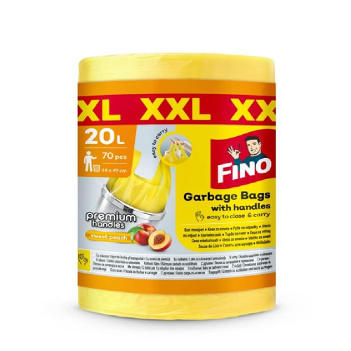 Fino Smart Handles Color Цветни торби за смет с дръжки, аромат праскова 20 л, 70 бр 