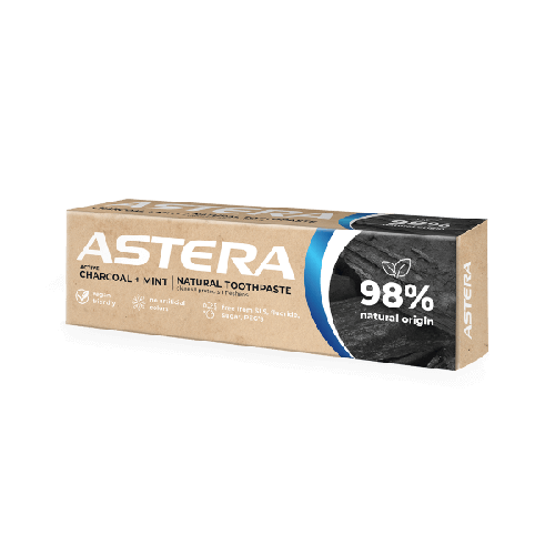 Astera Natural Charcoal + Mint Паста за зъби 75 мл