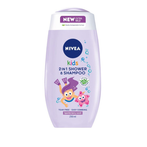 Nivea Kids 2в1 Душ-гел и шампоан за момичета 250 мл